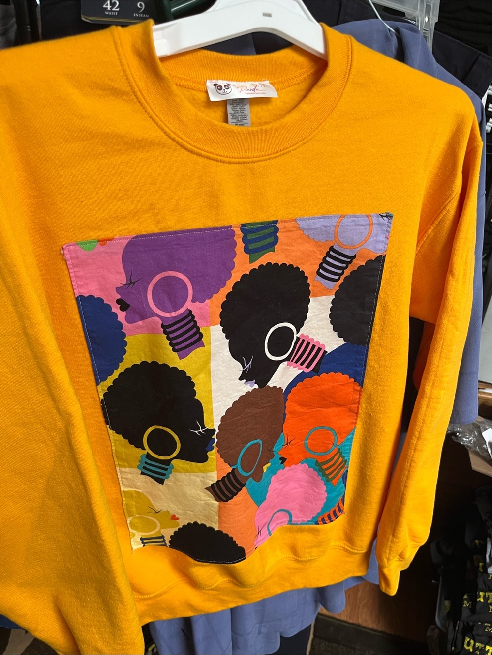 Unbranded Kids' Yellow Graphic Sweatshirt with Colorful Afro Patch